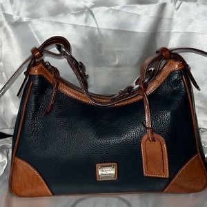 Dooney & Bourke Blue Leather Hobo Bag with Brown Leather accents